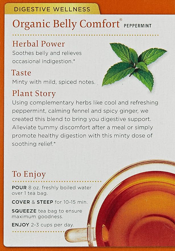 Traditional Medicinals Organic Belly Comfort Peppermint Herbal Tea, Promotes Healthy Digestion, (Pack of 3) - 16 Tea Bags - Bloomnest