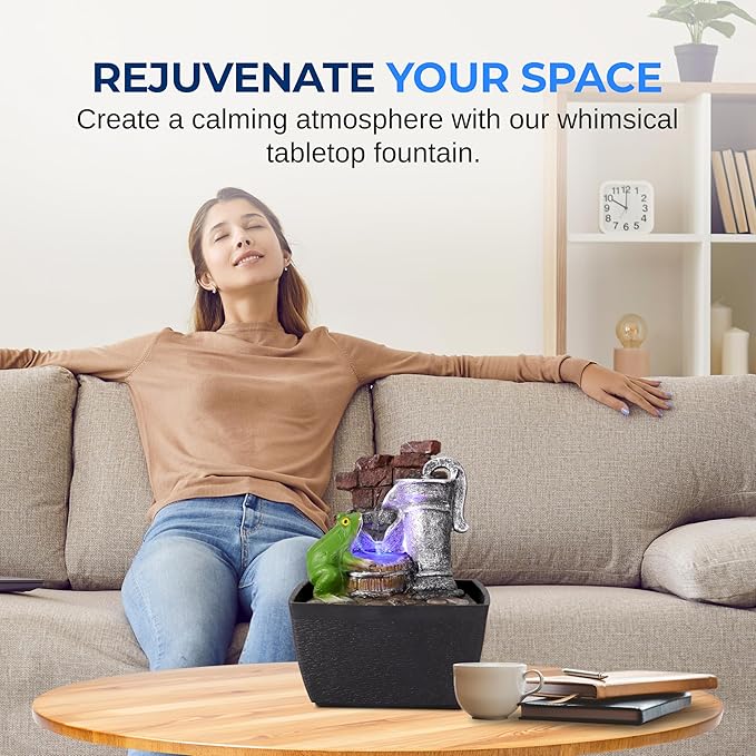 SereneLife Tabletop Water Fountain, Home Decor Soothing Sound Machine with Automatic Pump, Zen Relaxing Decor for Meditation, Perfect Holiday Thanksgiving Christmas Gift, 6.7" Tall