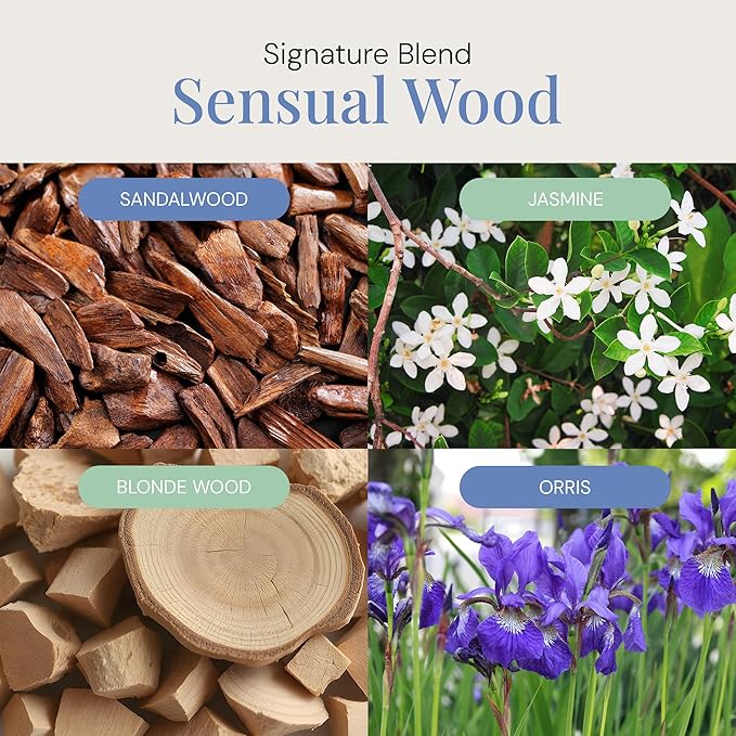 Sensual Wood Aroma Oil, Essential Oils Blend for Diffusers & Scent Machines, Luxurious Sandalwood & Jasmine, Aromatherapy, Cold Air Diffuser Compatible, 300 mL - Bloomnest
