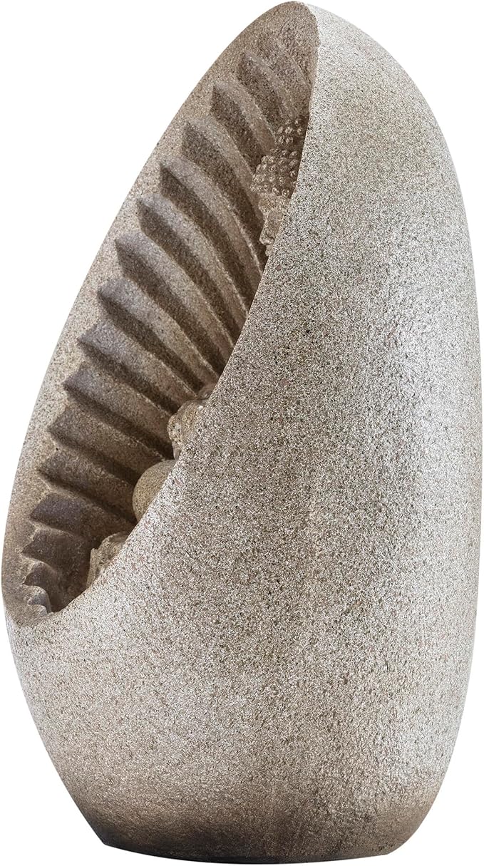 Alpine Corporation WIN322 Indoor/Outdoor Tabletop Buddha Fountain with LED Lights, Soothing Buddha Garden Fountain 11", Beige - Bloomnest
