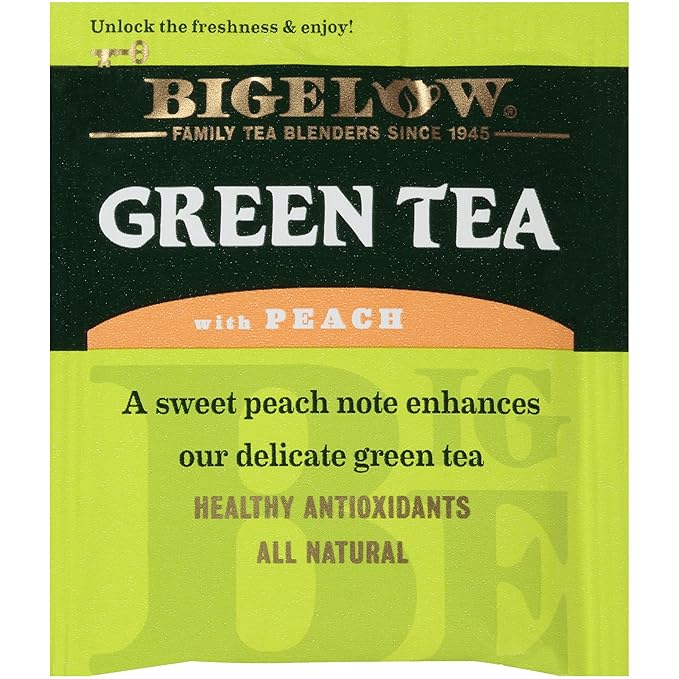 Bigelow Green Tea w/ Peach Tea Bags, 20 ct - Bloomnest