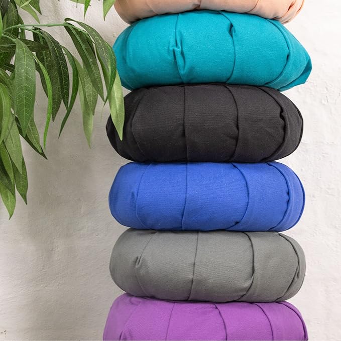 Myga Zafu Yoga Meditation Cushion with Washable Cover - Floor Cushion Pillow with Natural Buckwheat Filling - Soft Round Cotton Design for Meditating or Pranayama Exercises - Bloomnest