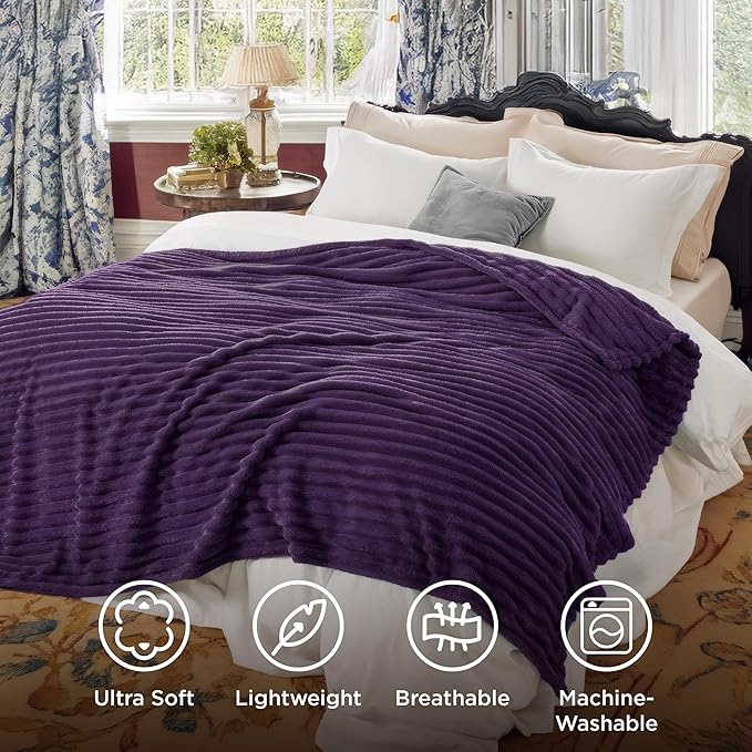 Bedsure GentleSoft Purple California King Size Blanket for Couch - Cozy Soft Blankets for Women, Cute Small Fleece Throws for Girls, Birthday Gifts for Women, 102x96 Inches - Bloomnest