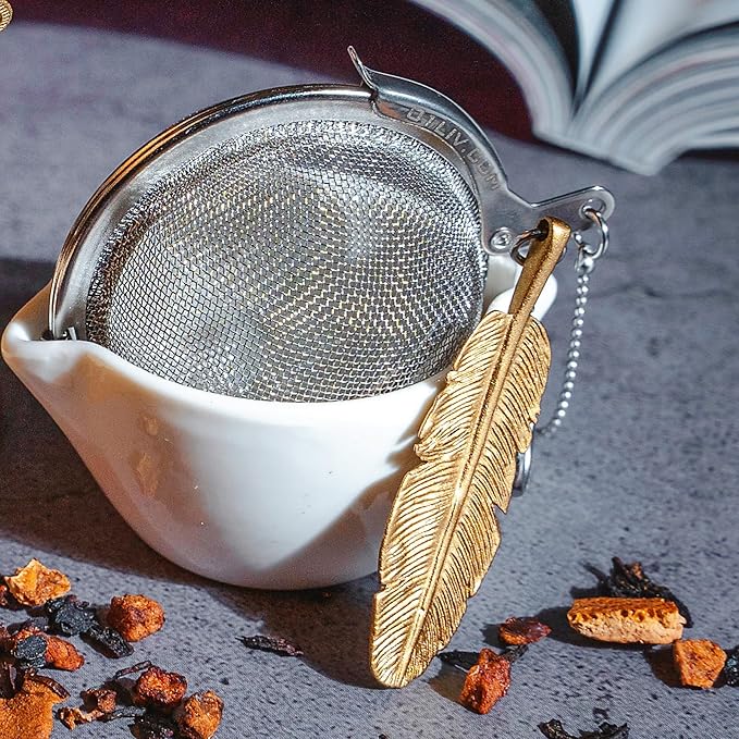 Tea Strainers For Loose Tea Stainless Steel Tea Ball Infuser Tea Ball For Loose Leaf Tea Infuser For Loose Leaf Tea Loose Leaf Tea Steeper Cute Tea Infuser Gift (Feather)