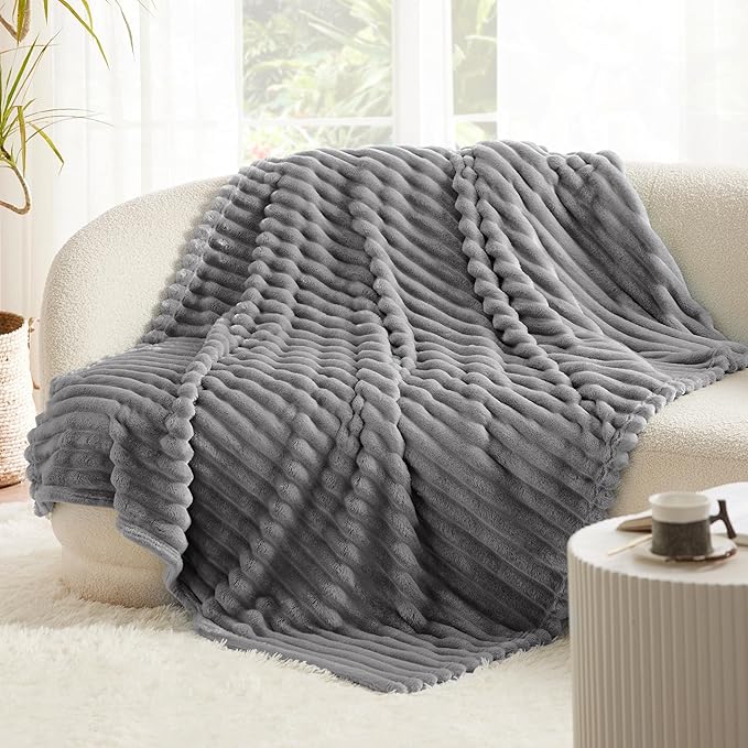 Bedsure GentleSoft Frost Gray Fleece Blanket for Couch -Cozy Soft Blankets for Women, Cute Small Throws for Girls, 60x80 Inches - Bloomnest
