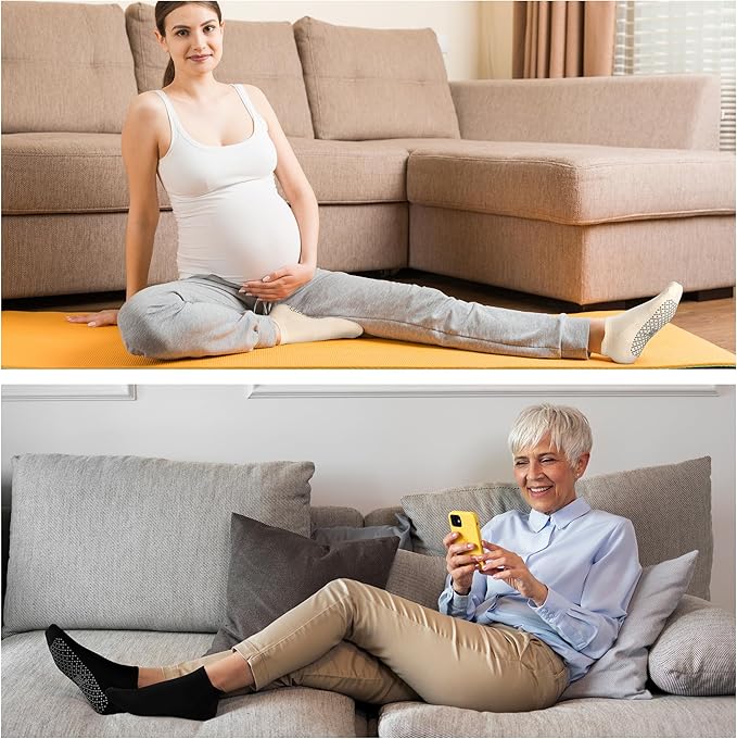 unenow Unisex Non Slip Grip Socks with Cushion for Yoga Pilates Barre Home & Hospital - Bloomnest