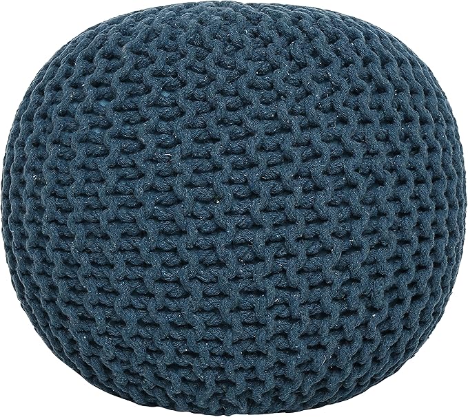 REDEARTH · Round Pouf Bean Bag Ottoman - Foot Stool Hand Knitted - Home Decor Pouffe Stuffed - Cable Boho Poof Beanbag Footrest for Living Room - Nursery - Bedroom - Patio (19.5"x19.5"x14") - Teal - Bloomnest