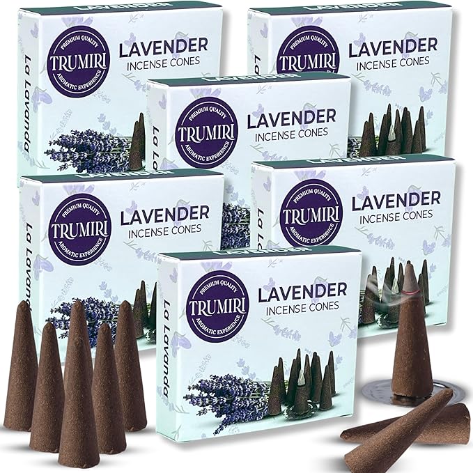 Lavender Incense Cones - Total 60 Cone Incense - Six Packs of 10 Insence Cones - Incense Cones Scented - Cone Incense Scents - Insense Cones - Inscent Cones TRUMIRI