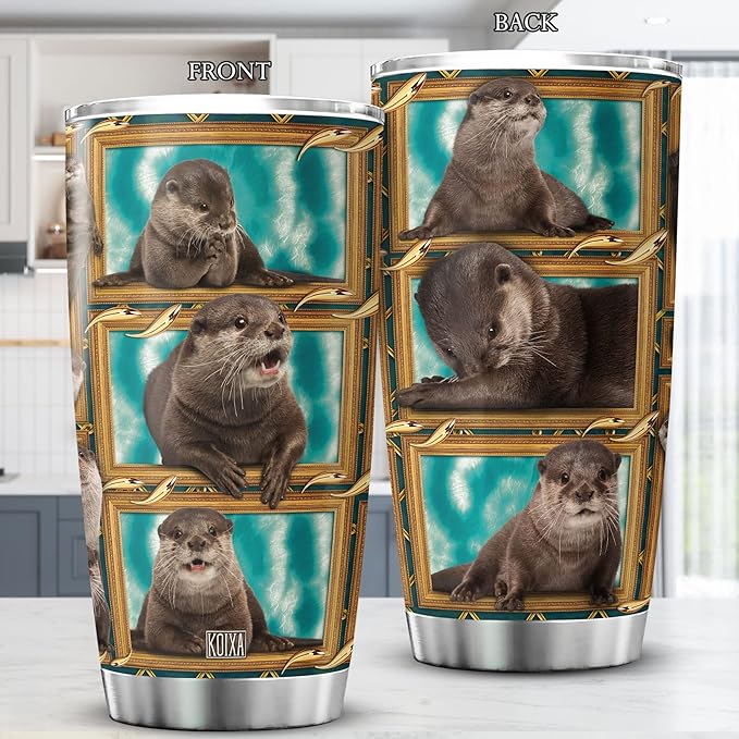 Sea Otter Coffee Tumbler For Women Cute Otters Gifts For Friend Stainless Steel Double Walled Cup With Lid Aquatic Animals Mug Birthday Present Funny Things For Animal Lovers - Bloomnest