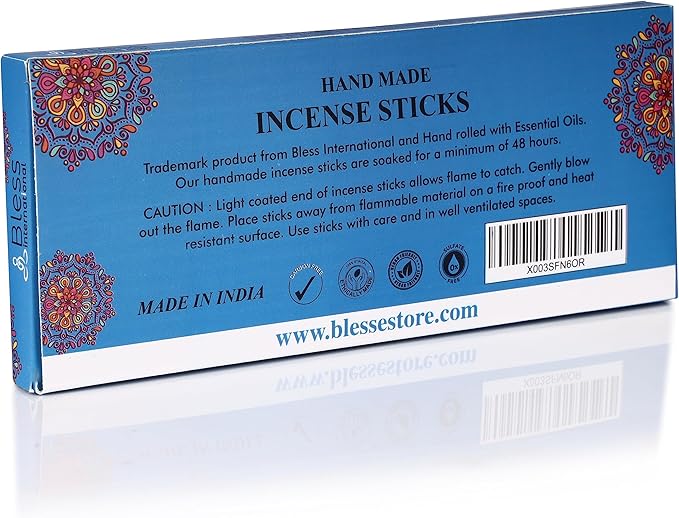 Bless-Ocean-Salt 100%-Natural-Handmade-Hand-Dipped-Incense-Sticks Organic-Chemicals-Charcoal-Free Purification-Relaxation-Positivity-Yoga-Meditation Best-Woods-Scent (100 Sticks(5.25 OZ)) BlessInternational