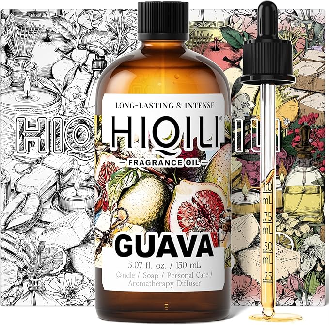 HIQILI Guava Fragrance Oil for Candle, Soap & Bath Bombs Making, Long-Lasting Fruity Scent, and Indoor Diffusers Use - 5.07 Fl Oz HIQILI
