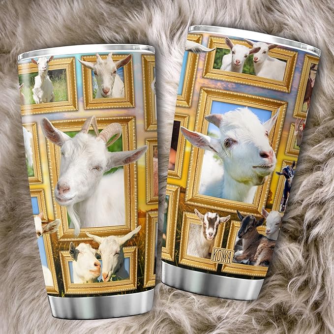 Goats Tumbler Alpine Goats Funny Farm Animal Print Travel Cup With Lid 20 Oz Stainless Steel Tumblers With Christmas Gift Ideas Birthday Present Funny Things For Men - Bloomnest