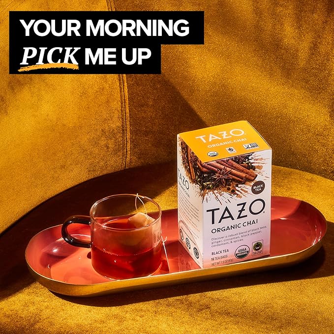 TAZO Organic Chai Black Tea Bags, Caffeinated tea, 16 Total Bags - Bloomnest