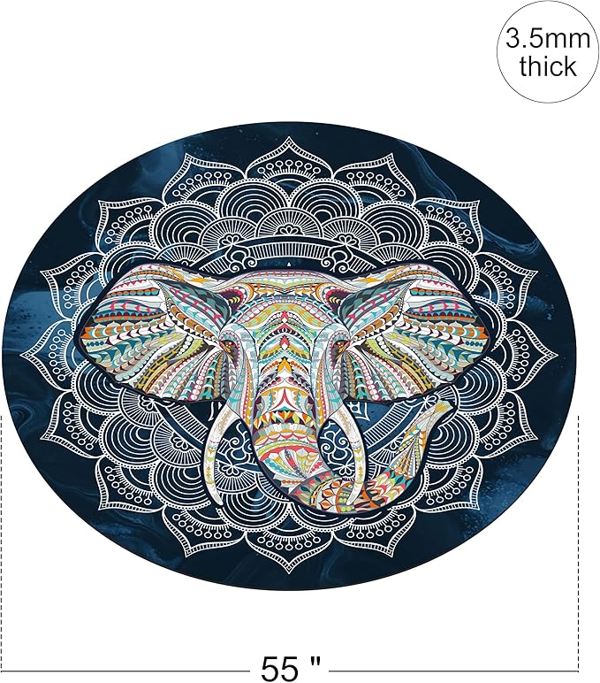 Round Meditation Pilates Yoga Mat Luxury Suede Large Yoga Mat Natural Rubber Non-Slip Base is ery Suitable for Meditation, Stretching, Yoga Environmental Protection, Fitness Exercise, Home and Outdoor. 140CM Diameter