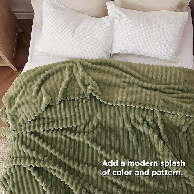 Bedsure GentleSoft Moss Fleece Queen Blanket for Couch - Cozy Soft Blankets for Women, Cute Small Throws for Girls, 90x90 Inches - Bloomnest