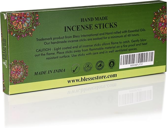 Bless-Opium 100%-Natural-Handmade-Hand-Dipped-Incense-Sticks Organic-Chemicals-Charcoal-Free Purification-Relaxation-Positivity-Yoga-Meditation Best-Woods-Scent (100 Sticks(5.25 OZ)) BlessInternational