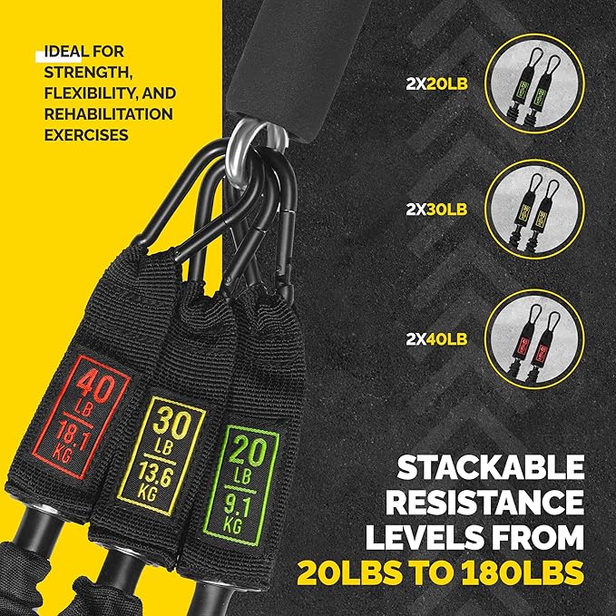 Tube Resistance Bands for Working Out Men and Women - Exercise Bands Resistance Bands Set, Resistance Band Bar, Handles, Ankle Straps, Foot Straps and Door Anchor - Bloomnest