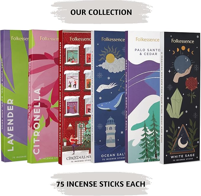 Folkulture Incense Sticks (75 Sticks) |8" Holy Palo Santo & Cedar Incense Sticks For Spritual, Inciensos para Sacar Malas Energias | No Charcoal,Organic,Non Toxic, 45 Mins, Long Burning Insence-Sticks FOLKULTURE