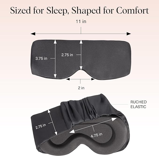 Kitsch Contour Pillow Eye Mask – Softer Than Silk Eye Mask for Sleeping, Blindfold Sleep Masks for Women & Men, No Eye Pressure, Lightweight, Eye Care, Travel Essentials - Charcoal - Bloomnest