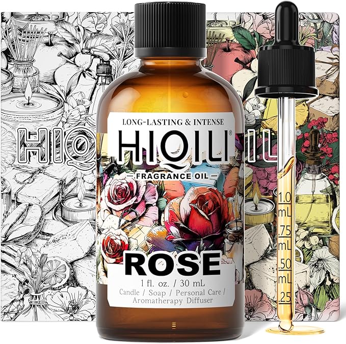 HIQILI Rose Fragrance Oil for Candle & Soap Making, Essential Oil for Diffuser, Floral Scents, Add to Laundry Dryer Balls - 1 Fl Oz HIQILI
