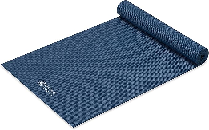 Gaiam Essentials Thick 2/5" (10mm) and Thin 1/4" (6mm) Yoga & Pilates, Fitness & Exercise Mat with Easy-Cinch Carrier Strap