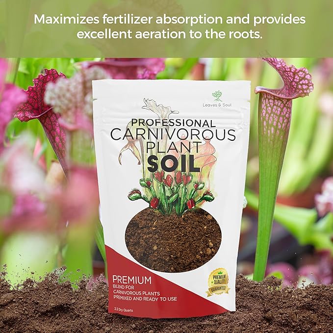 Professional Carnivorous Plant Soil | Large 2.2 Quarts Ready to Use for Venus Flytraps, Sundews, Pitcher Plants, Butterworts | Peat Moss, Coco Coir, Perlite, Dolomite | Made in USA - Bloomnest