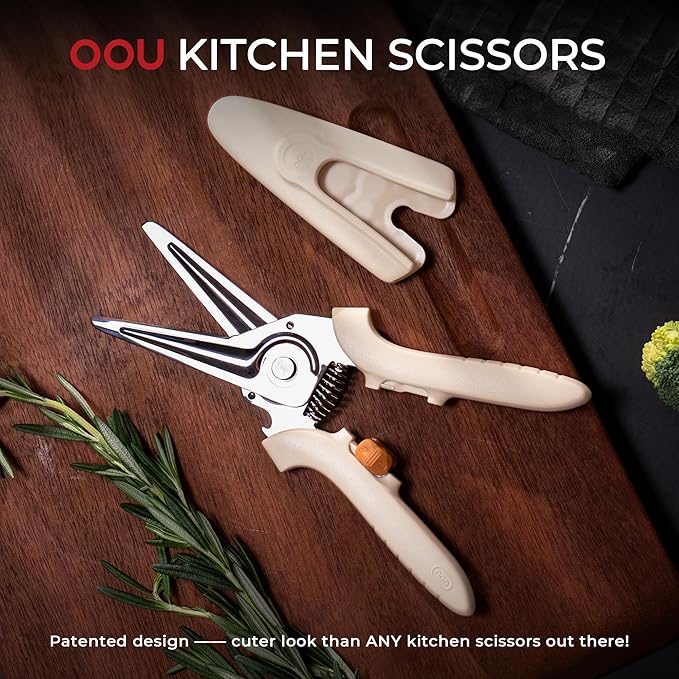 OOU White Bear Kitchen Scissors, All Purpose Heavy Duty Sharp Kitchen Shears Dishwasher Safe, Cooking Shears for Meat Chicken Fish Poultry Herb Bread - Bloomnest