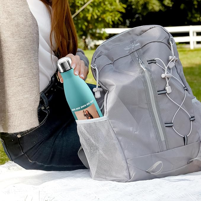 25 Pack USA Custom Water Bottle, 17oz Personalized Sport Water Tumbler, Stainless Steel Material, Leak-Proof, insulation, Customizabne Name, Suitable for Travel Holiday Gift for Women - Bloomnest