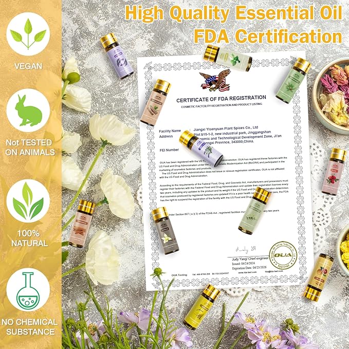 Pure Essential Oils for Diffusers for Home, Skin, Candle and Soap Making, 20 Scents - Tea Tree, Lavender, Lemon, Peppermint, Eucalyptus, Cinnamon, Rose and More, Aromatherapy Oils/ 5 ML - Bloomnest