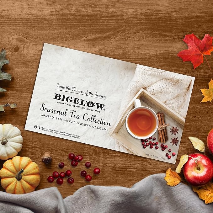Bigelow Tea Seasonal Tea Collection, Caffeine Tea Variety Pack Gift Sampler, Holiday Tea Gift Set, 64 Count Box (Pack of 1), 64 Tea Bags Total - Bloomnest