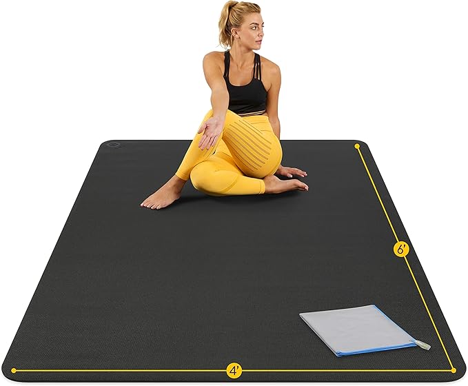 Large Yoga Mat 6'x4'x8mm Extra Thick, Durable, Eco-Friendly, Non-Slip & Odorless Barefoot Exercise and Premium Fitness Home Gym Flooring Mat by ActiveGear - Bloomnest