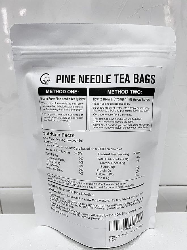 Organic Pine Needle Tea Bags - 100% Pure Natural Dried Pine Needles Herbal Tea, Effectively Antioxidant & Immune Support, Caffeine Free, 30 Tea Bags - Bloomnest