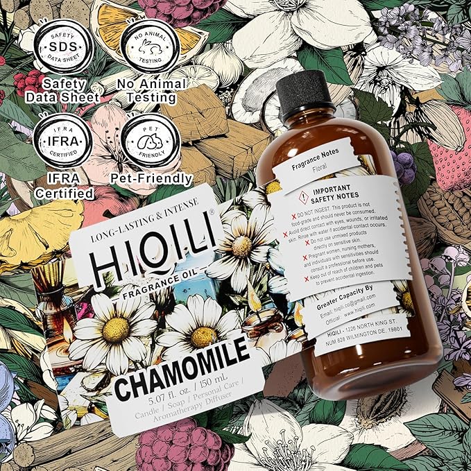 HIQILI Chamomile Fragrance Oil for Candle, Soap Making, Use in Essential Oil Diffusers, Add to Body Lotion, Laundry Dryer Balls - 5.07 Fl Oz HIQILI