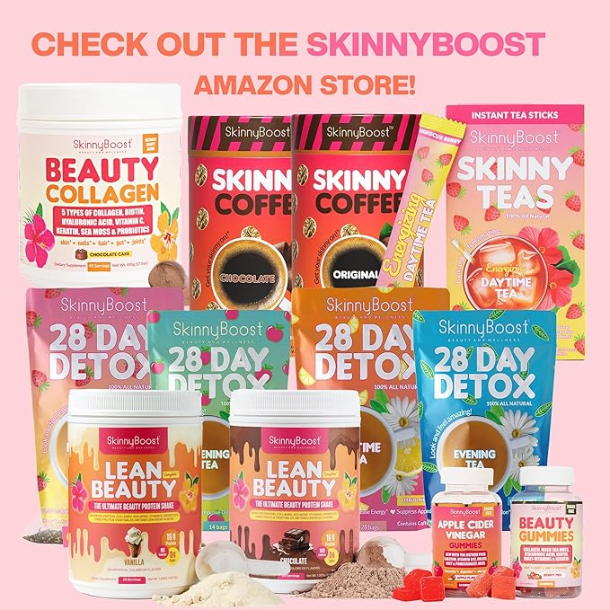 Skinny Boost Detox Tea Kit- 2 PACK –1 Daytime (28 Bags) + 1 Evening -(14 Bags) – Herbal Detox for Weight, Metabolism, Energy, Bloating & Colon Cleanse – Green Tea, Vegan, Keto, Non-GMO, Sugar-Free - Bloomnest