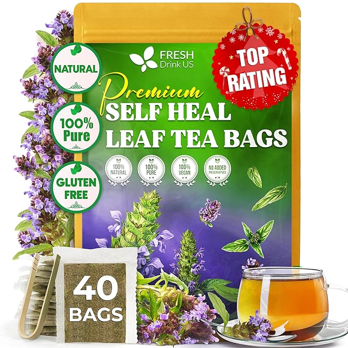 FreshDrinkUS, Premium Self Heal Leaves Tea | 40 Tea Bags | Premium Dried Self Heal Herb for Herbal Tea – Naturally Caffeine-Free, Clean & Convenient Tea Bags. Sugar-Free. Vegan - Bloomnest