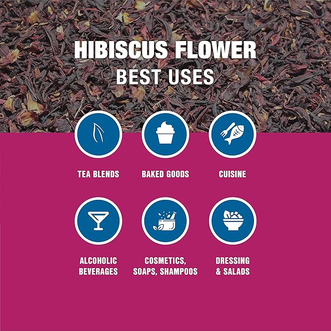 Tiesta Tea - Dried Hibiscus, Loose Leaf, Cut & Sifted Hibiscus Flower, Premium Blend, Non-Caffeinated, Make Hot or Iced & Brews Up to 200 Cups, 16 Ounce Resealable Bulk Pouch - Bloomnest