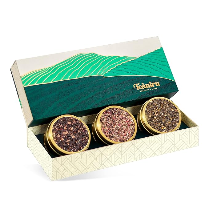 Teaniru, Novelty Tea Collection | 3 Loose Leaf Tea Sampler | Tea Variety Pack - Assortment of Green, Herbal & Black Tea | Gluten Free & Sugar Free | Tea Gift Set for Men & Women | Thanks Giving - Bloomnest