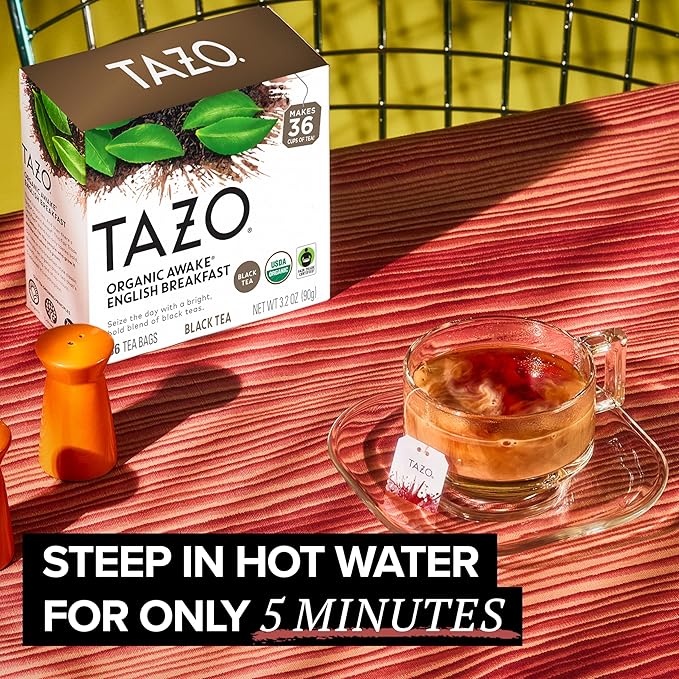 TAZO Organic Awake English Breakfast Black Tea Bags, 144 Total Tea Bags (36ct - Pack of 4) - Bloomnest