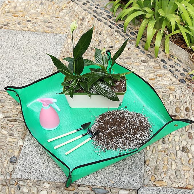 BIUWING 2PCS 26.8" x 26.8" Plant Repotting Mat Waterproof Transplanting Mat Indoor Succulent Potting Mat Portable Gardening Soil Changing and Watering mat Square and Foldable Garden mat - Bloomnest