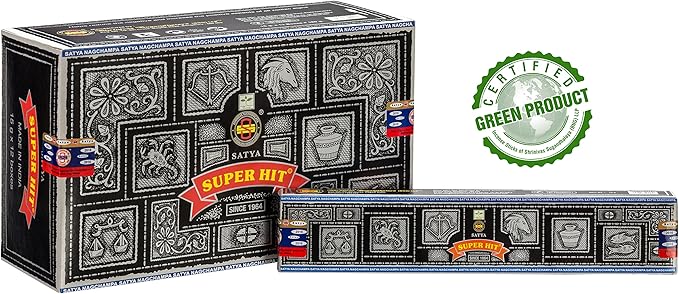 EARTH Satya Super Hit Premium Incense Sticks 15 GMS (Pack of 12) (Green Certified) Indian Perfumed Hand Made Agarbatti Perfect for Worship, Church, Aroma Therapy, Relaxation, Positivity Earth