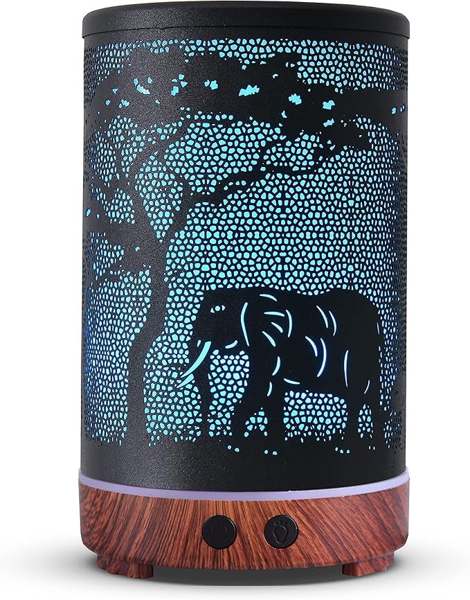 Essential Oils Diffuser,Aromatherapy Diffuser,Birthday Gifts for Women Mom Grandma,Metal Cool Mist Humidifier with 7 Colors Lights Waterless Auto Off Air Diffusers（Elephant） - Bloomnest