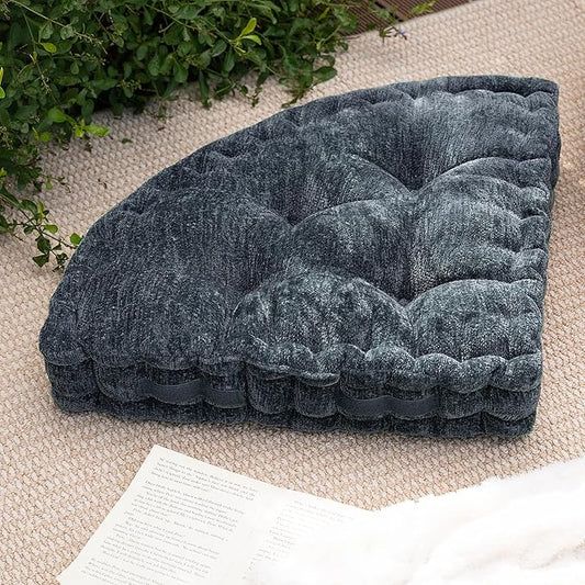 Fan-Shaped Floor Cushion Fan Floor Pillow, Meditation Cushion for Sitting or Yoga, Pizza Cushions Thick Outdoor Seating for Kids for Adults 28"*28" - Bloomnest