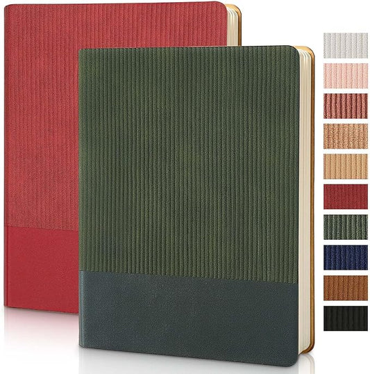 Lined Journal Notebook for Work College Ruled Note Book 5.79"x8.27" A5 PU Leather Daily Journaling 216 Pages for Women Men Writing Home School Supplies Business (B5 Lined 160pages, 2 Pack-Red/Darkgreen) - Bloomnest