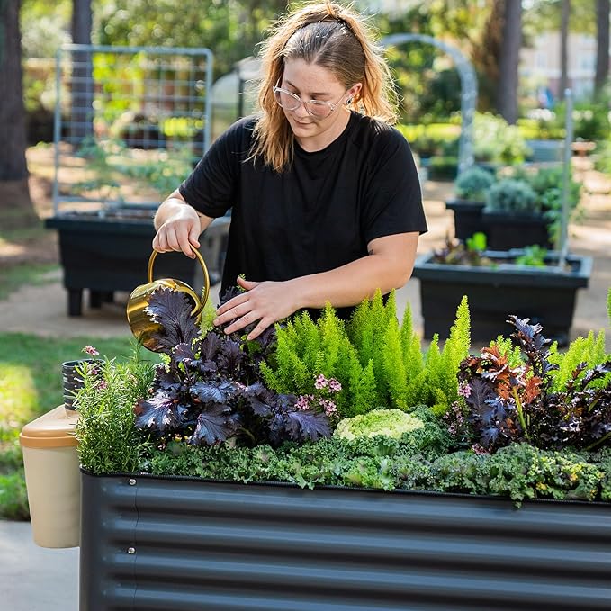 Rolling Elevated Raised Garden Bed-V Series, 2' x 6' Garden Beds with Legs & Storage Rack for Patio & Porch, 1000 Lbs Weight Capacity, Outdoor Planter Box for Vegetables Flower Herbs, Modern Gray - Bloomnest