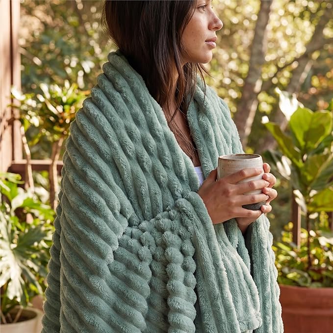 Bedsure GentleSoft Christmas Throw Blanket for Couch - Cozy Soft Green Blankets for Women, Cute Small Fleece Christmas Throws Gifts for Teens Girls Room Home Decor, Sage Green, 50x60 Inches - Bloomnest