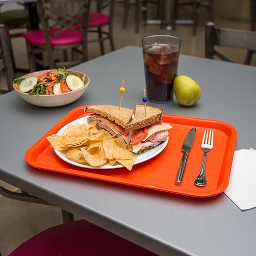 Carlisle FoodService Products CT121624 Cafe Standard Plastic Cafeteria/Fast Food Tray, NSF Certified, BPA Free, 16" Length x 12" Width, Orange (Pack of 24) - Bloomnest
