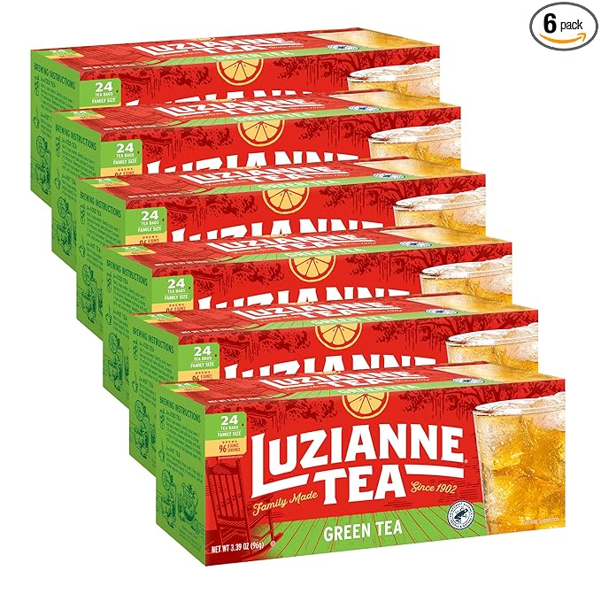 Luzianne Green Tea Bags, Family Size, 24ct Box (Pack of 6) - Bloomnest