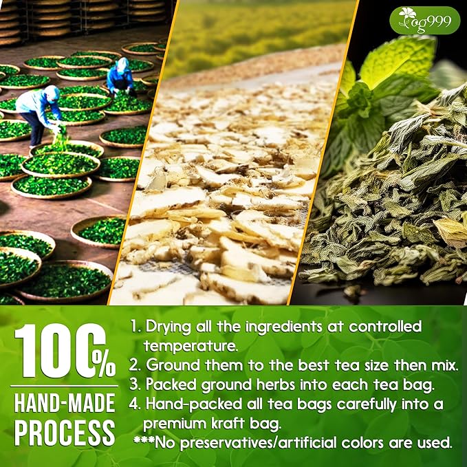 TOG999, Premium Moringa Ginger Peppermint Herbal Tea – 120 Tea Bags – Caffeine-Free, Plant-Based, Non-GMO, Naturally Refreshing Flavor, No Artificial Additives, No Sugar, No Gluten. Vegan - Bloomnest