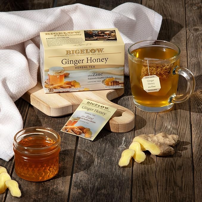 Bigelow Tea Ginger Honey plus Zinc, 18 Count (Pack of 6), 108 Total Tea Bags - Bloomnest