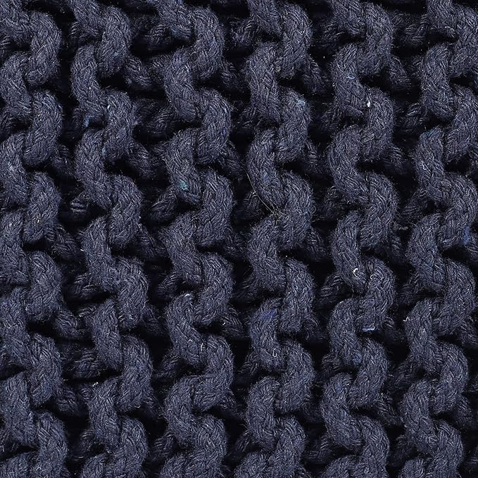 REDEARTH · Cube Low Pouf Foot Stool Ottoman - Hand Knitted Poof - Cord Boho Pouffe - Home Décor - Stuffed Footrest for Living Room - Nursery - Bedroom - Patio (16" x 16" x 8") - Navy Blue - Bloomnest